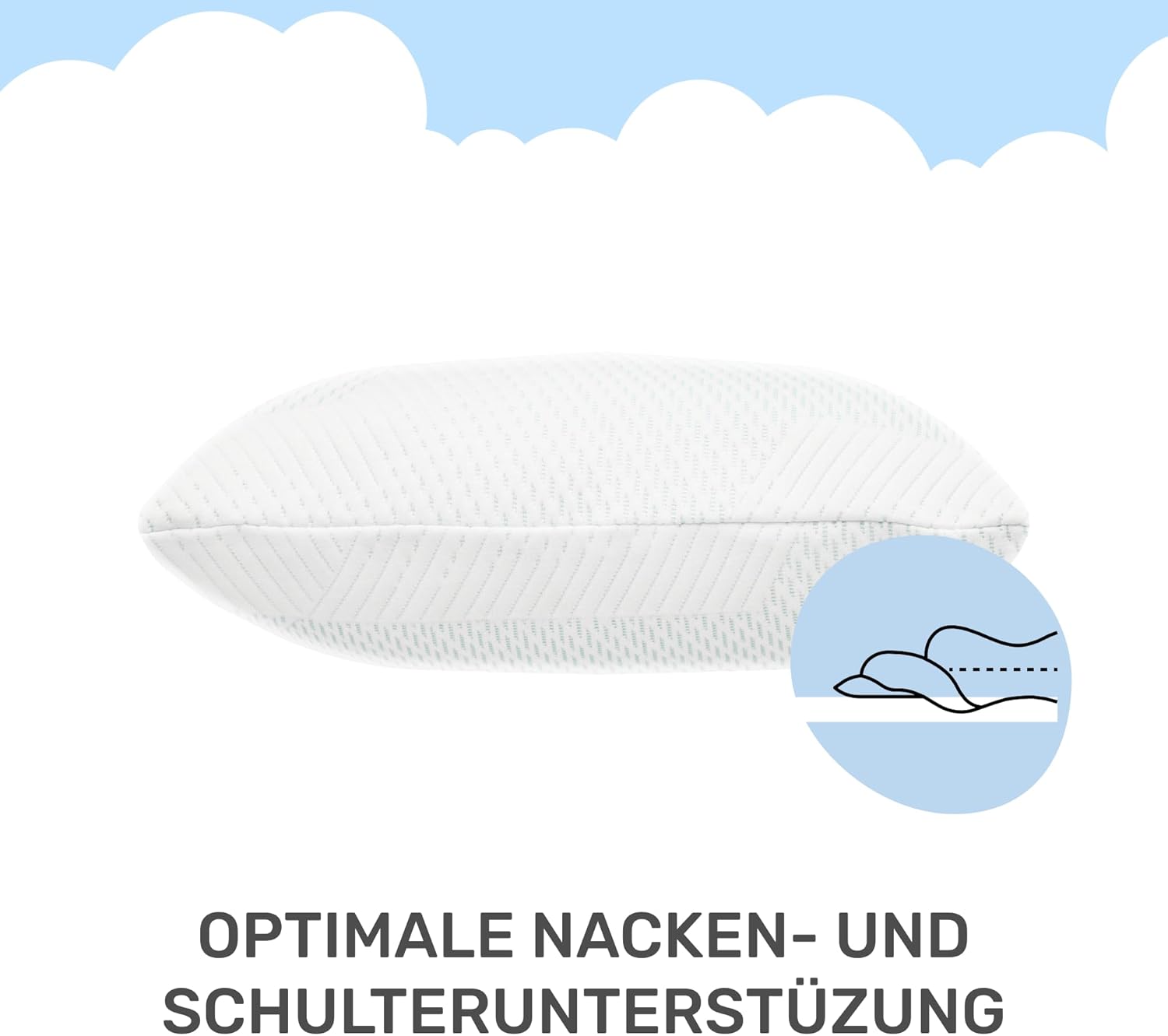 Dailydream SnuzzleCloud Oreiller en mousse à mémoire de forme, oreiller ergonomique pour le cou, 40 x 40 x 16 cm, blanc