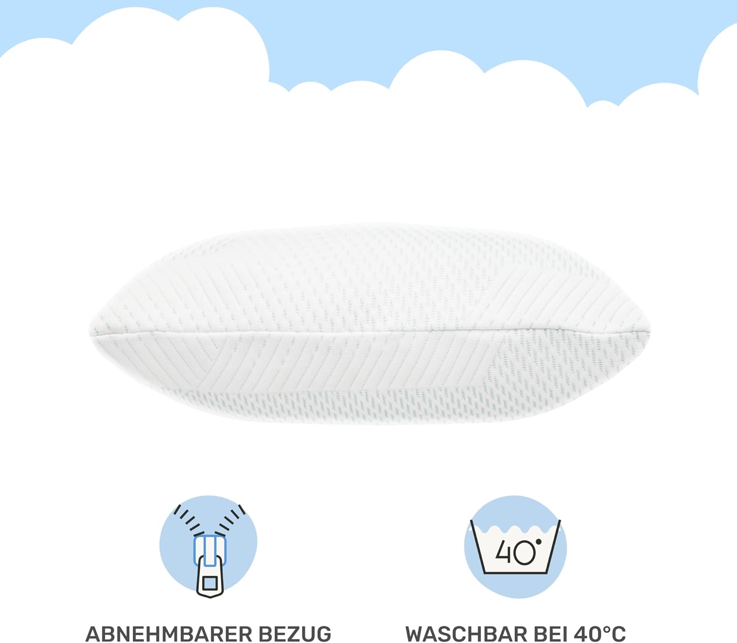 Dailydream SnuzzleCloud Oreiller en mousse à mémoire de forme, oreiller ergonomique pour le cou, 40 x 40 x 16 cm, blanc