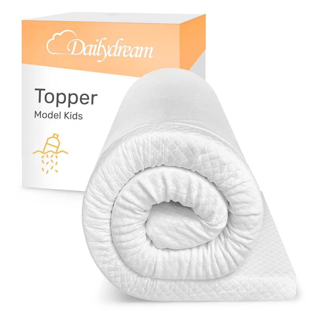 Coprimaterasso viscoelastico Dailydream “Model Kids M” con effetto memory foam, edizione “Clean Ocean”.
