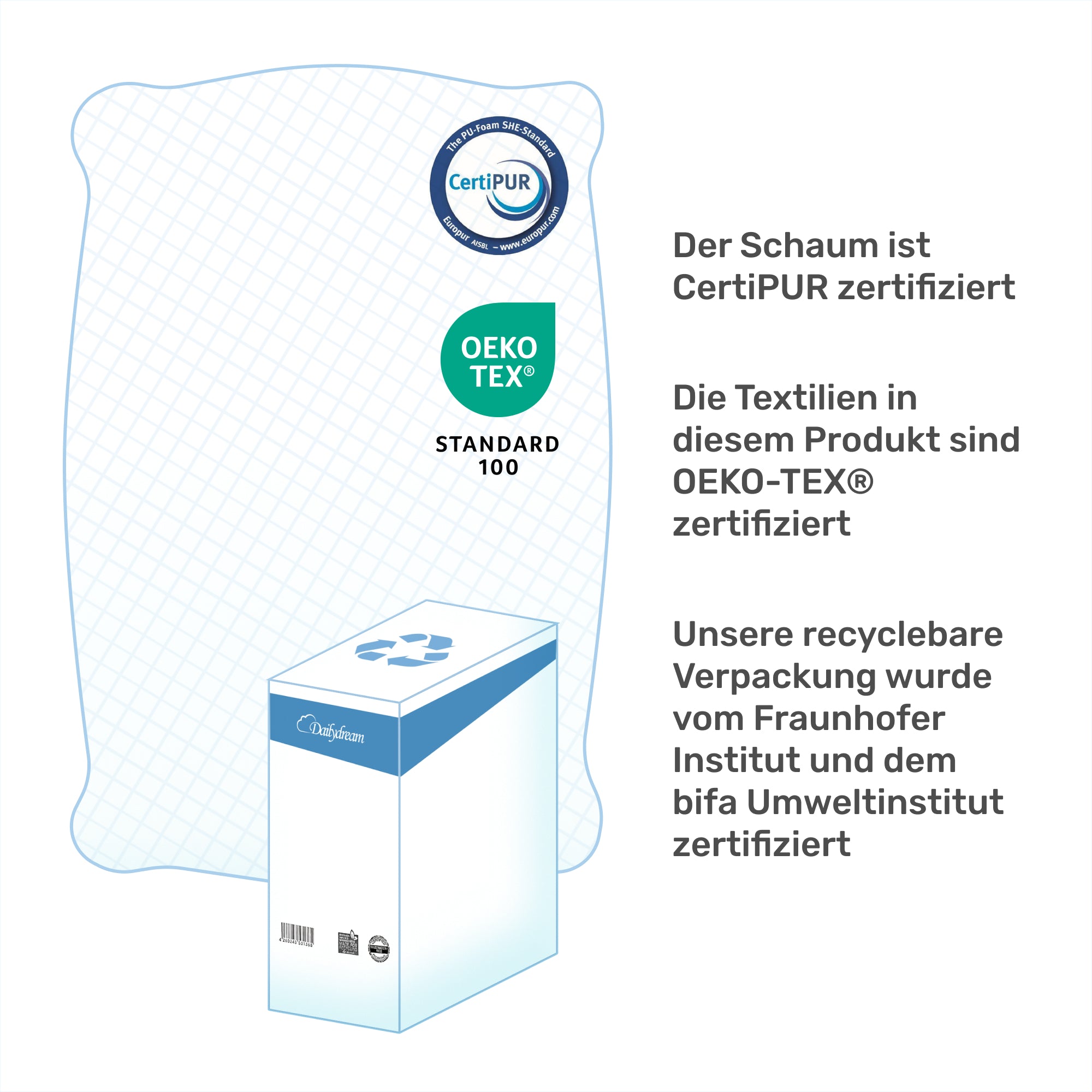 Cuscino di supporto per il collo Dailydream FlexiCloud con SENSICE™, memory foam, imbottitura regolabile, 80x40 cm, bianco